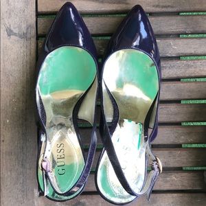 Purple patent leather 4 inch sling-backs Worn once